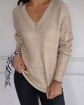 Pull En Maille Avec Col En V Et Finition Métallisée Pour Femme | Idéal Pour Toutes Les Saisons