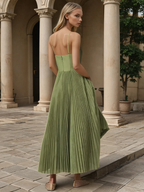 Robe Midi Bustier Sans Manches avec Encolure Cœur pour Femme | Idéale pour Événements et Occasions de Journée