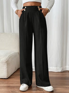 Pantalon Large À Taille Élastique Avec Poches Latérales Pour Femme | Idéal Pour Usage Quotidien