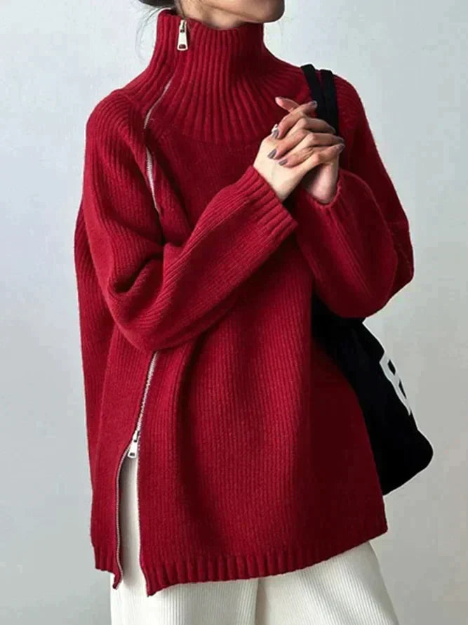 Pull À Col Montant Rouge Pour Femmes | Idéal Pour La Mi-Saison