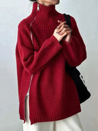 Pull À Col Montant Rouge Pour Femmes | Idéal Pour La Mi-Saison