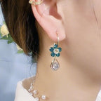 Boucles D’Oreilles avec Pendentif Fleur Cristal pour Femme | Idéal pour Les Occasions Spéciales