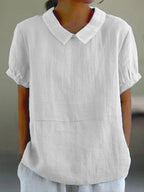 Blouse à Manches Courtes avec Col Structuré pour Femme | Idéale pour l'Été