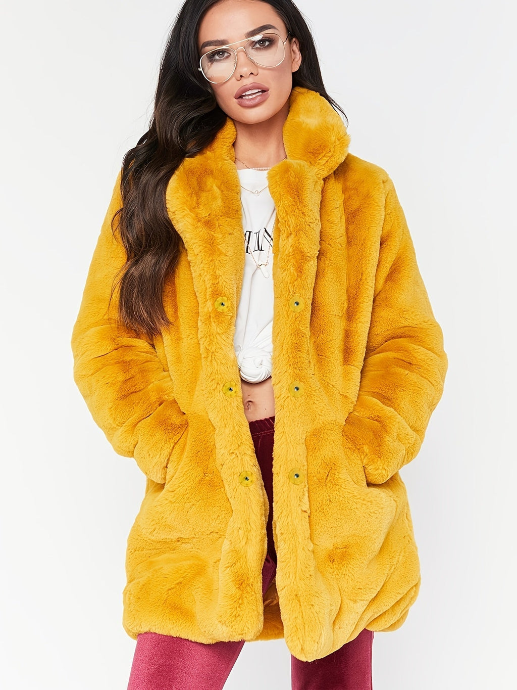 Manteau Mi-Long avec Fermeture à Boutons Cachés et Poches pour Femme | Idéal pour l’Hiver