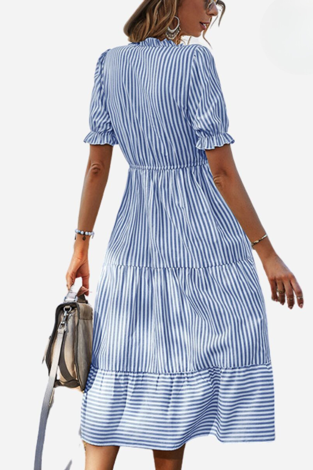 Robe Mi-Longue avec Détail à Nouer pour Femmes | Idéale pour l’Été