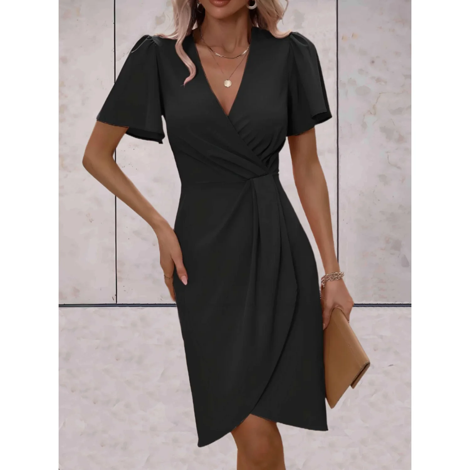 Robe portefeuille à manches fluides pour femmes | Idéal pour les occasions formelles