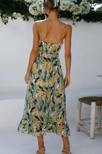 Robe Mi-Longue à Col V avec Coupe Évasée pour Femme | Idéale pour Été
