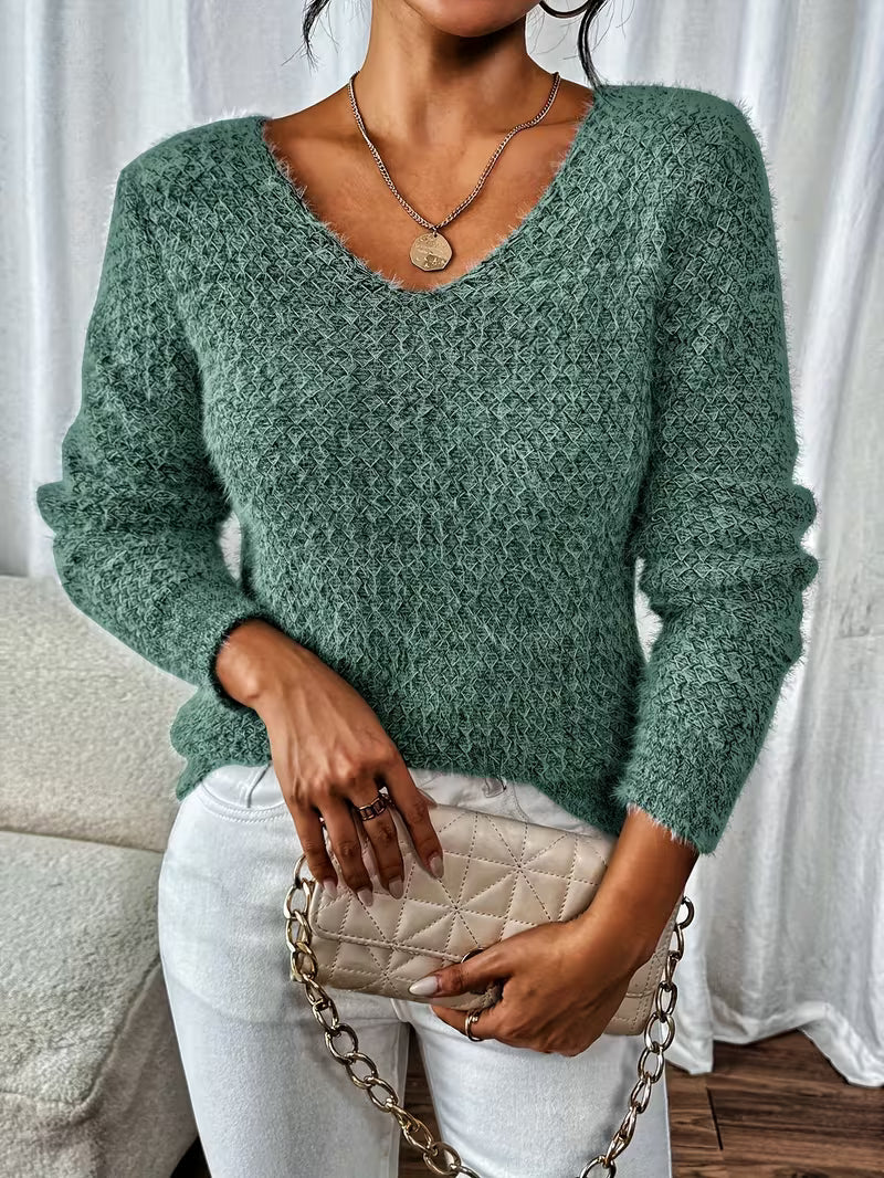 Pull à Col V avec Coupe Ample pour Femme | Idéal pour Usage Quotidien et Mi-Saison