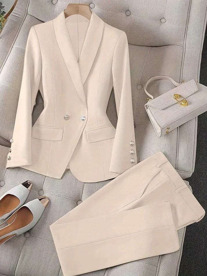 Ensemble Deux Pièces avec Blazer et Pantalon Coupe Unie pour Femme | Idéal pour Occasions Formelles