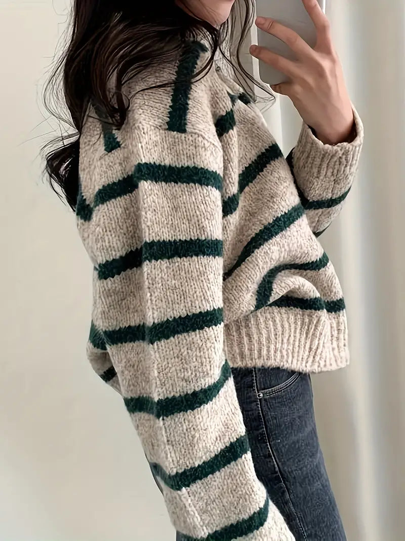 Pull Rayé À Coupe Droite Pour Femme | Idéal Pour Usage Quotidien