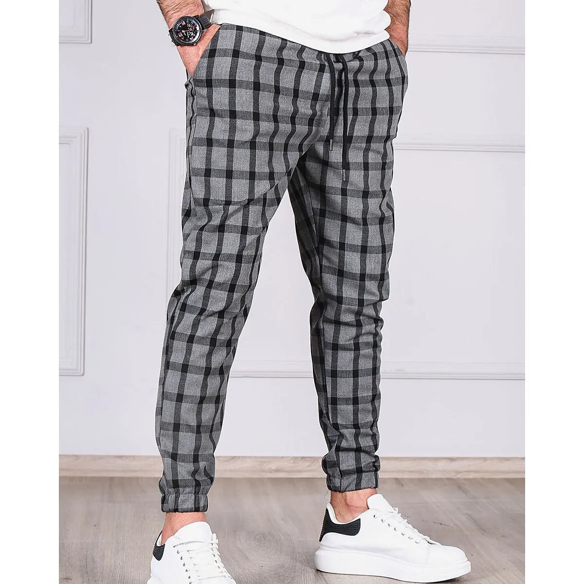 Pantalon Long à Carreaux pour Homme | Idéal pour le Bureau ou les Sorties Décontractées