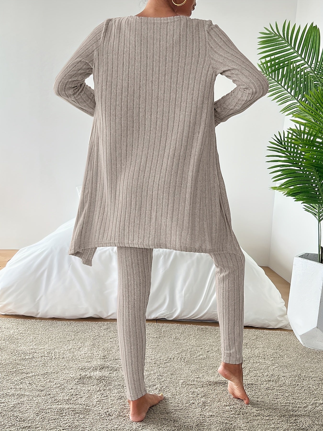 Ensemble Décontracté À Côtes avec Gilet, Top Et Pantalon pour Femme | Idéal pour Le Quotidien