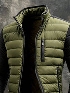 Veste Matelassée Avec Zip Frontal Et Manches Contrastées Pour Homme | Idéale Pour La Saison Froide