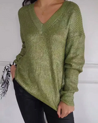 Pull En Maille Avec Col En V Et Finition Métallisée Pour Femme | Idéal Pour Toutes Les Saisons