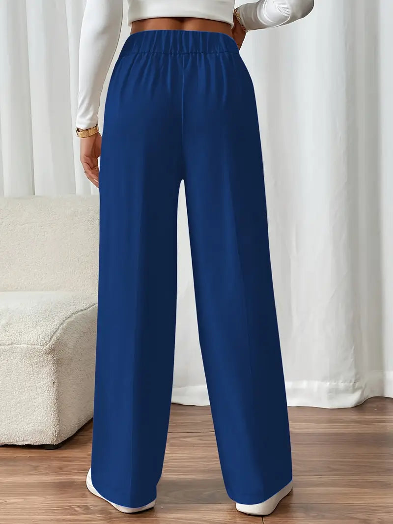 Pantalon Large À Taille Élastique Avec Poches Latérales Pour Femme | Idéal Pour Usage Quotidien