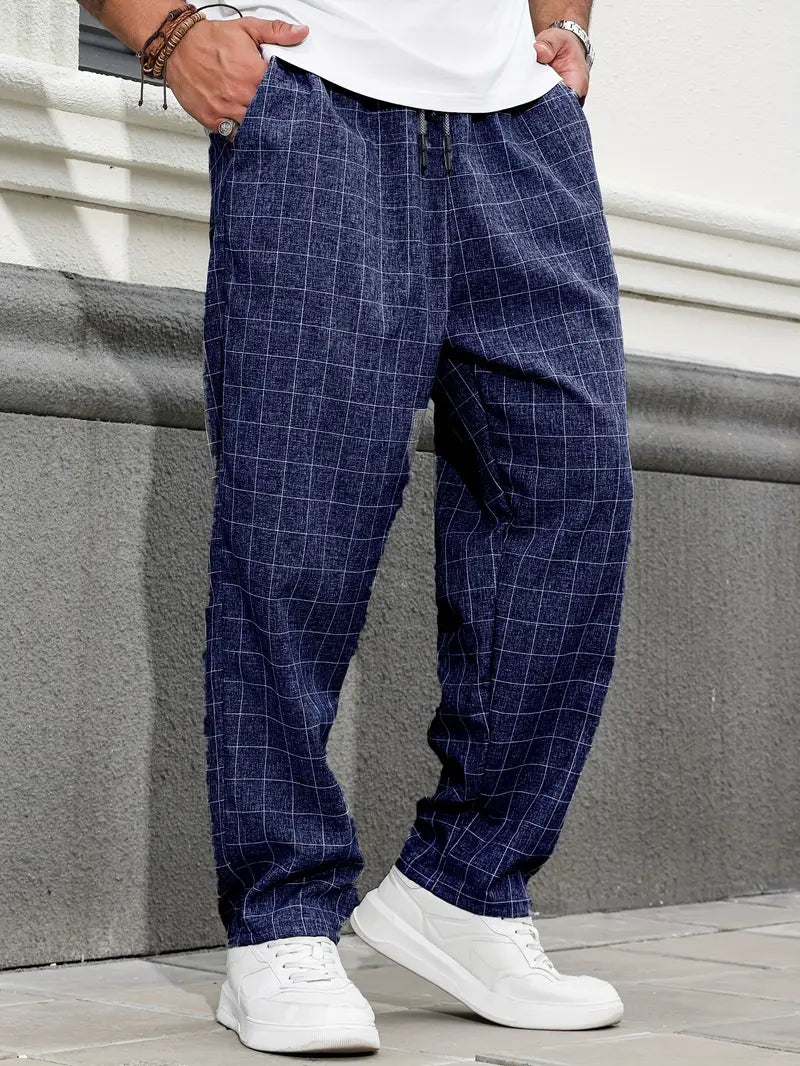 Pantalon à Motif avec Taille Élastique et Cordon pour Homme | Idéal pour un Usage Quotidien