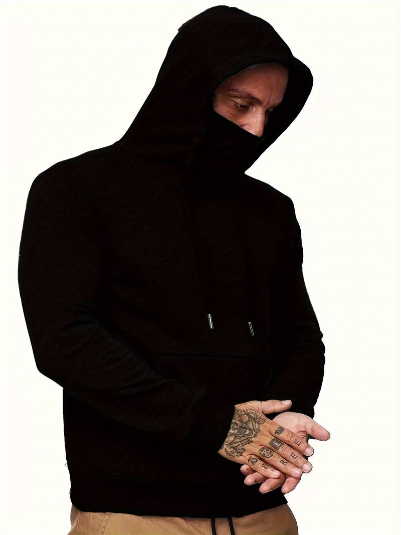 Sweat À Capuche Avec Masque Intégré Et Manches Longues Pour Homme | Idéal Pour Un Usage Quotidien