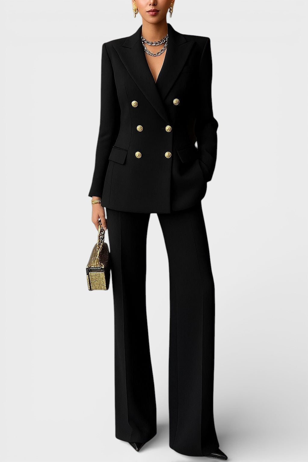 Ensemble Deux Pièces Avec Blazer Structuré Et Pantalon Pour Femmes | Idéal Pour Bureau Et Sorties