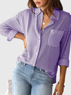 Chemise À Col Avec Motif Rayé Pour Femme | Idéale Pour Usage Quotidien Et Professionnel
