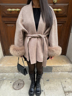 Manteau Long avec Détails Contrastés pour Femmes | Idéal pour l’Hiver