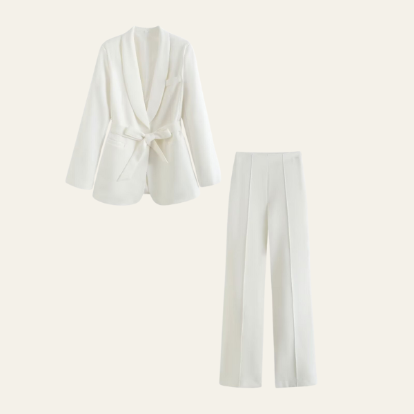 Ensemble Avec Blazer Ceinturé Et Pantalon Assorti Pour Femme | Idéal Pour La Mi-Saison Et Un Usage Quotidien