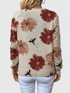 Pull À Motif Floral Avec Col En V Et Manches Longues Pour Femmes | Idéal Pour Le Quotidien