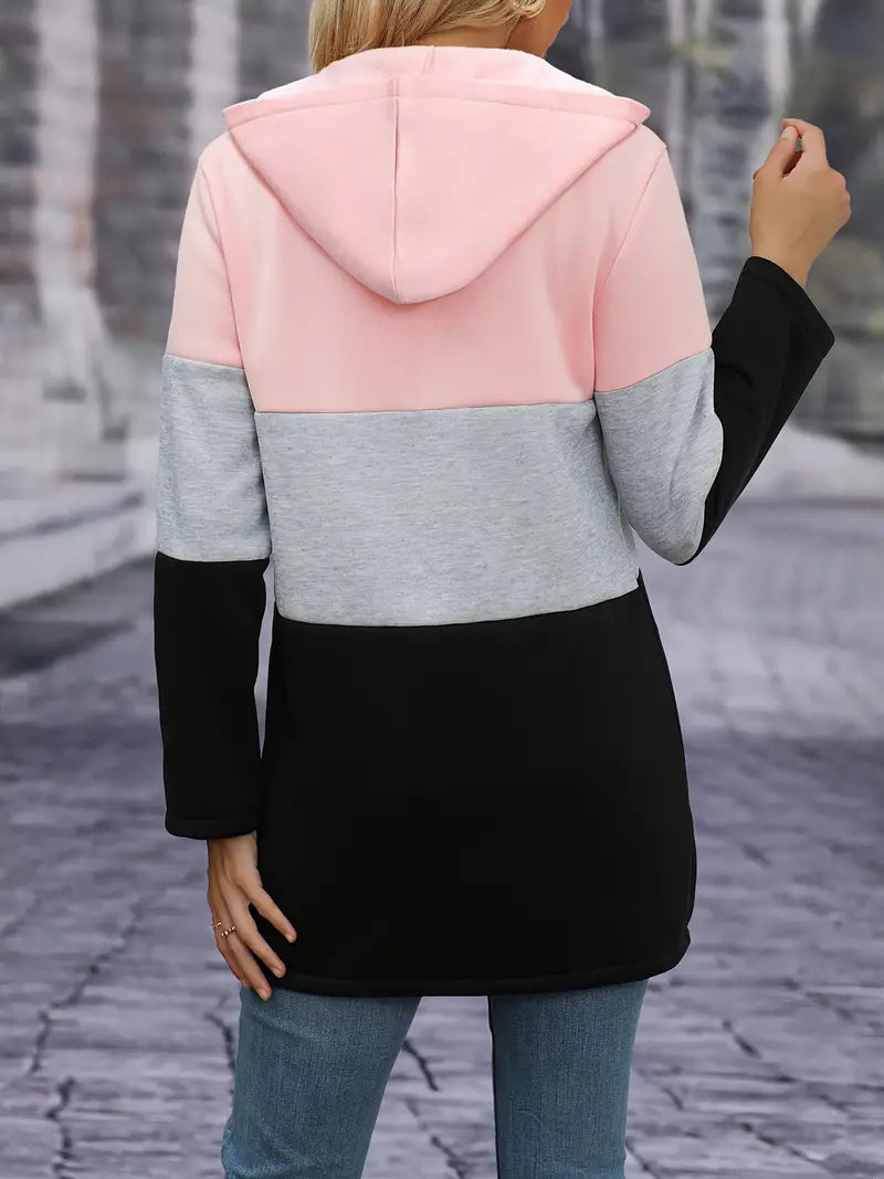 Veste À Capuche Colorblock Avec Coupe Standard Pour Femme | Idéale Pour La Mi-Saison
