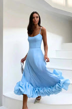 Robe Midi à Ourlet Volanté pour Femme avec Coupe Fluide pour Été | Idéale pour Usage Quotidien et Activités Estivales