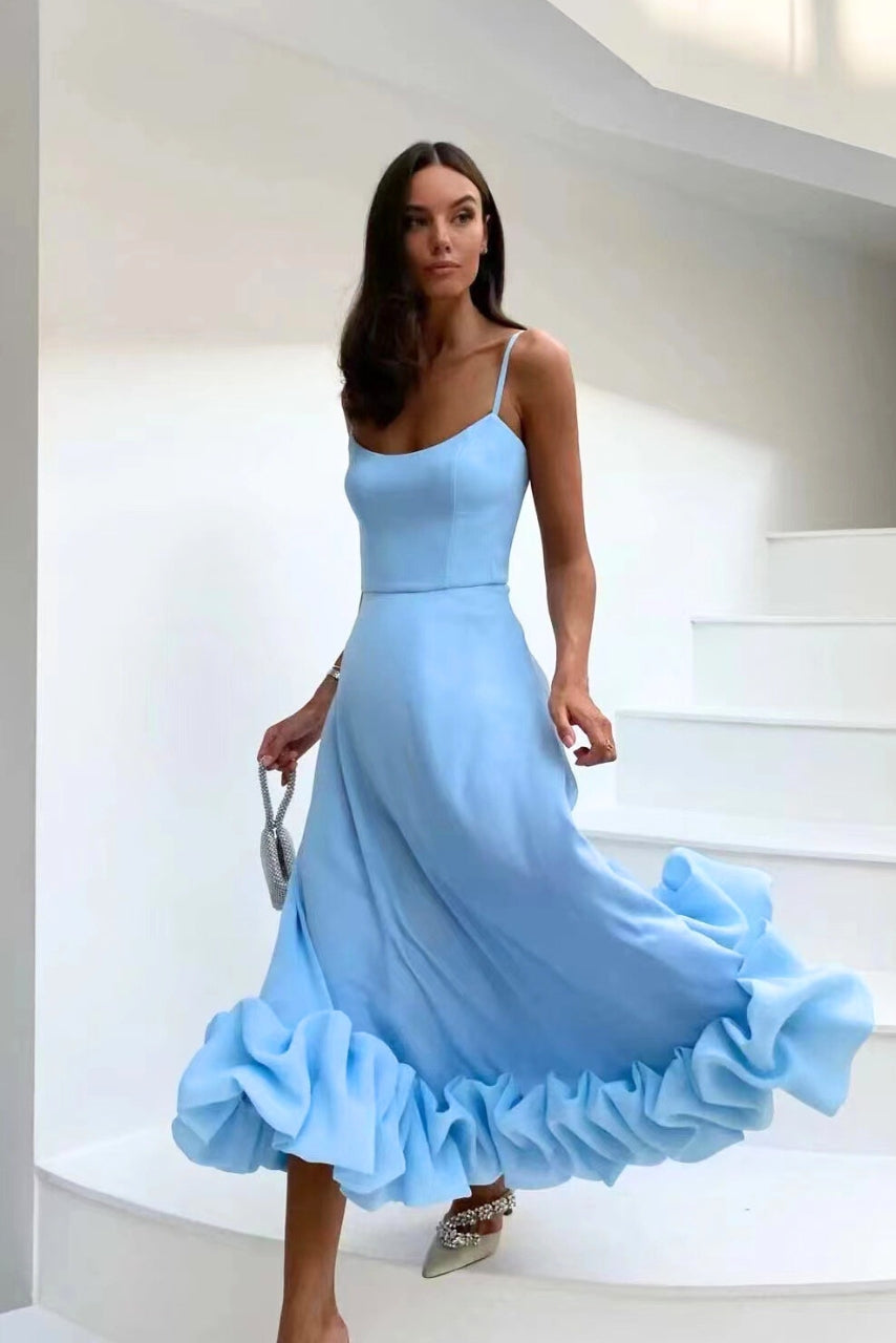 Robe Midi à Ourlet Volanté pour Femme avec Coupe Fluide pour Été | Idéale pour Usage Quotidien et Activités Estivales