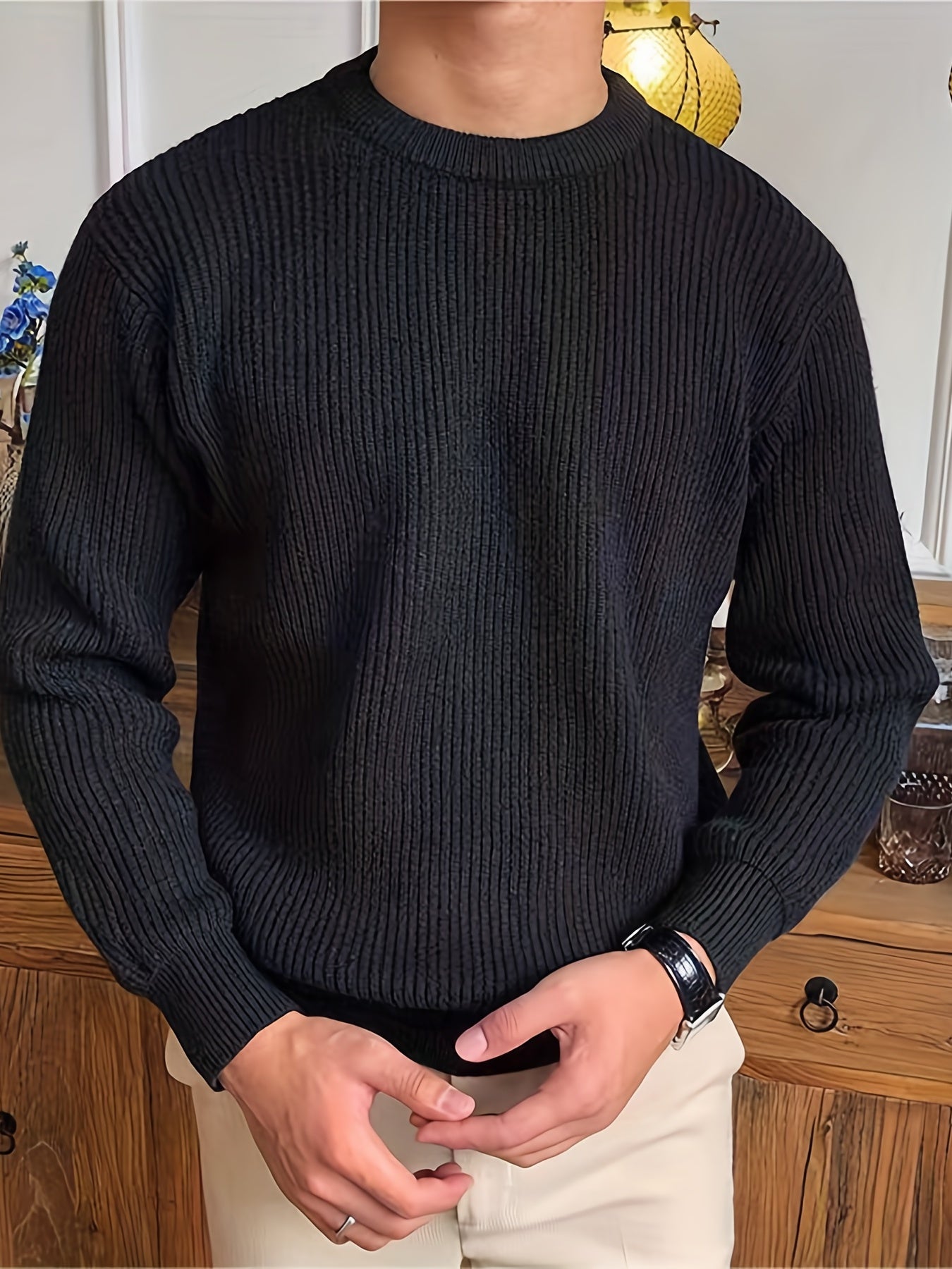 Pull En Maille À Motif Câblé Avec Coupe Ajustée Pour Homme | Idéal Pour L’Automne Et Le Quotidien