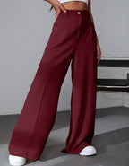 Pantalon Tailleur À Jambe Large Avec Taille Haute Pour Femme | Idéal Pour Usage Professionnel Et Quotidien