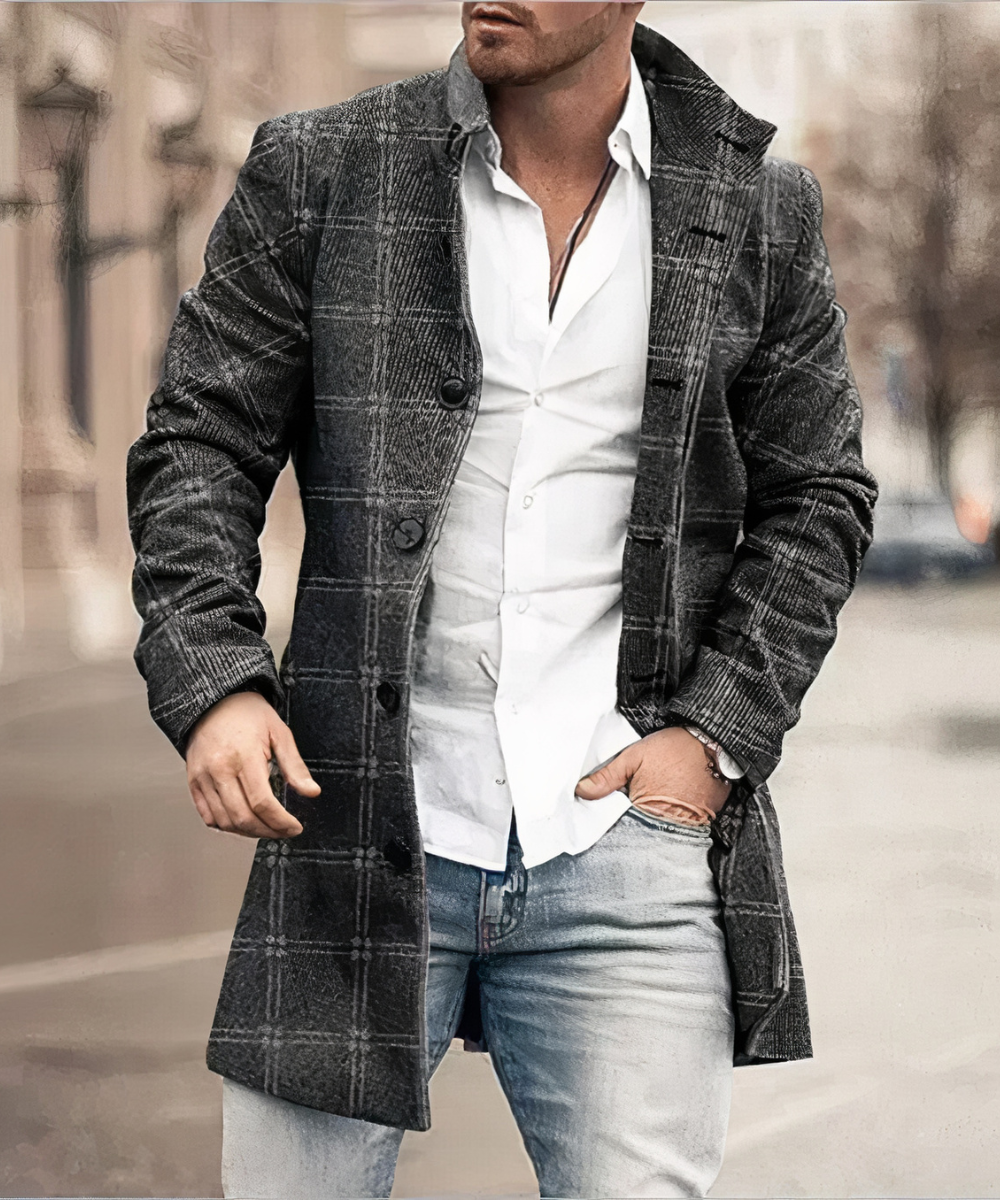Trench-Coat Long Avec Col En V Pour Homme | Idéal Pour La Mi-Saison