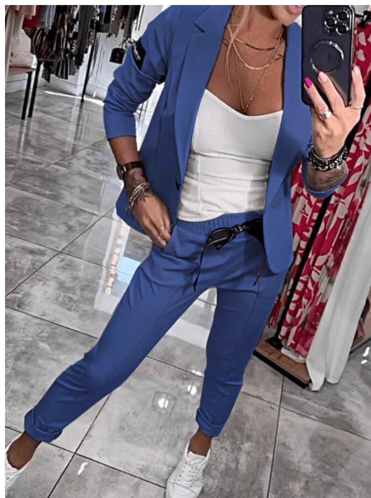 Ensemble Blazer Léger Et Pantalon À Taille Élastique Pour Femme | Idéal Pour Un Usage Professionnel Et Quotidien
