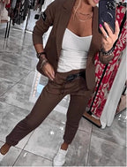 Ensemble Blazer Léger Et Pantalon À Taille Élastique Pour Femme | Idéal Pour Un Usage Professionnel Et Quotidien