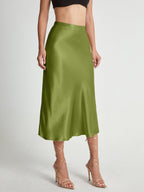 Jupe Midi Avec Taille Haute Ajustée Et Coupe Évasée Pour Femme | Idéale Pour Usage Quotidien Et Occasions Formelles