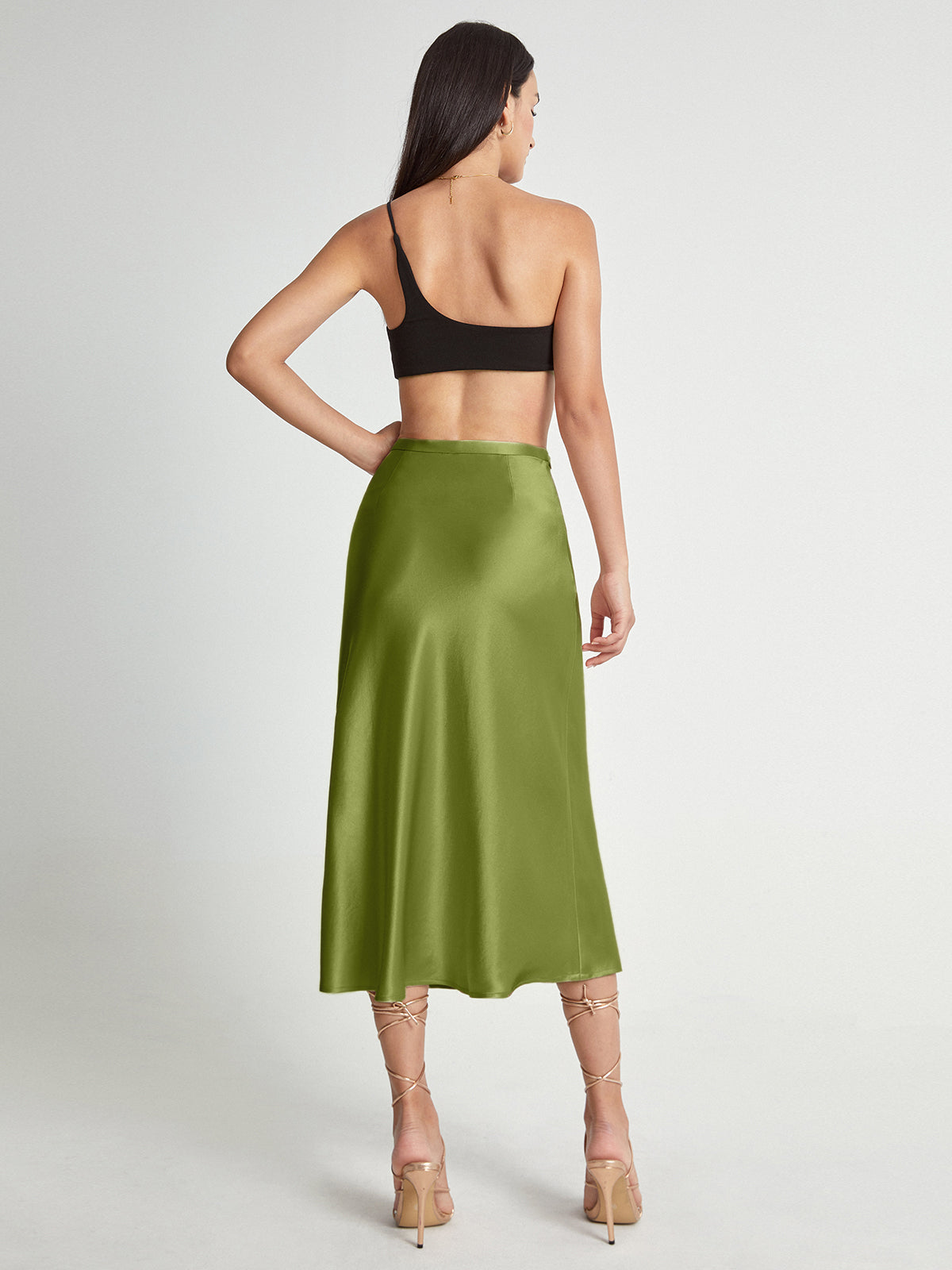 Jupe Midi Avec Taille Haute Ajustée Et Coupe Évasée Pour Femme | Idéale Pour Usage Quotidien Et Occasions Formelles