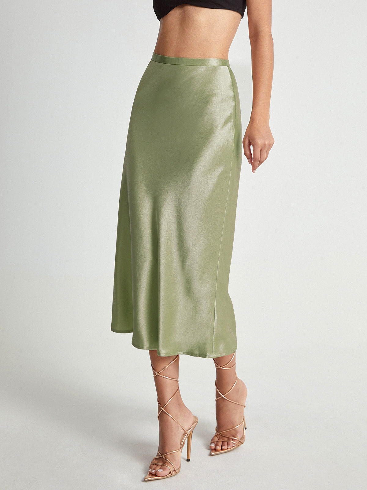 Jupe Midi Avec Taille Haute Ajustée Et Coupe Évasée Pour Femme | Idéale Pour Usage Quotidien Et Occasions Formelles