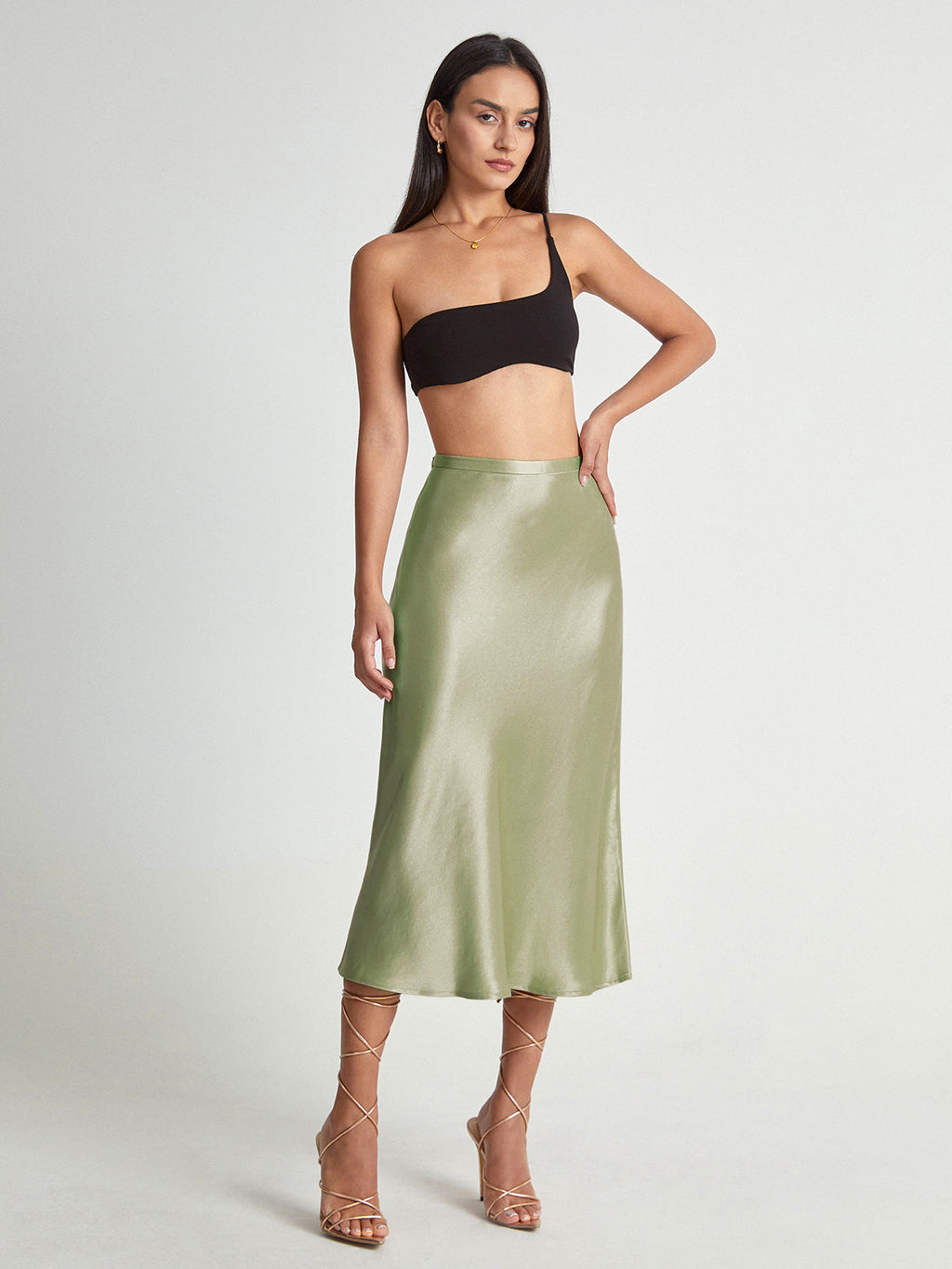 Jupe Midi Avec Taille Haute Ajustée Et Coupe Évasée Pour Femme | Idéale Pour Usage Quotidien Et Occasions Formelles