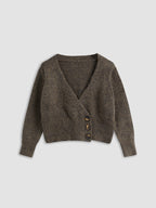 Cardigan Court Boutonné avec Encolure en V pour Femme | Idéal pour Superposition