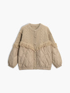 Veste Matelassée à Détails en Maille et Franges pour Femmes | Idéale pour la Mi-Saison et les Tenues Décontractées