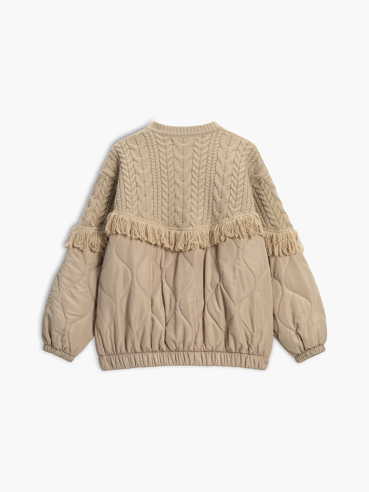Veste Matelassée à Détails en Maille et Franges pour Femmes | Idéale pour la Mi-Saison et les Tenues Décontractées