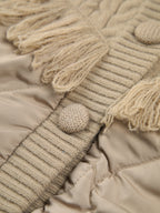 Veste Matelassée à Détails en Maille et Franges pour Femmes | Idéale pour la Mi-Saison et les Tenues Décontractées