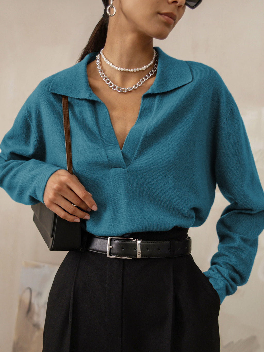 Pull À Encolure En V Pour Femme Avec Manches Longues | Idéal Pour Un Usage Quotidien