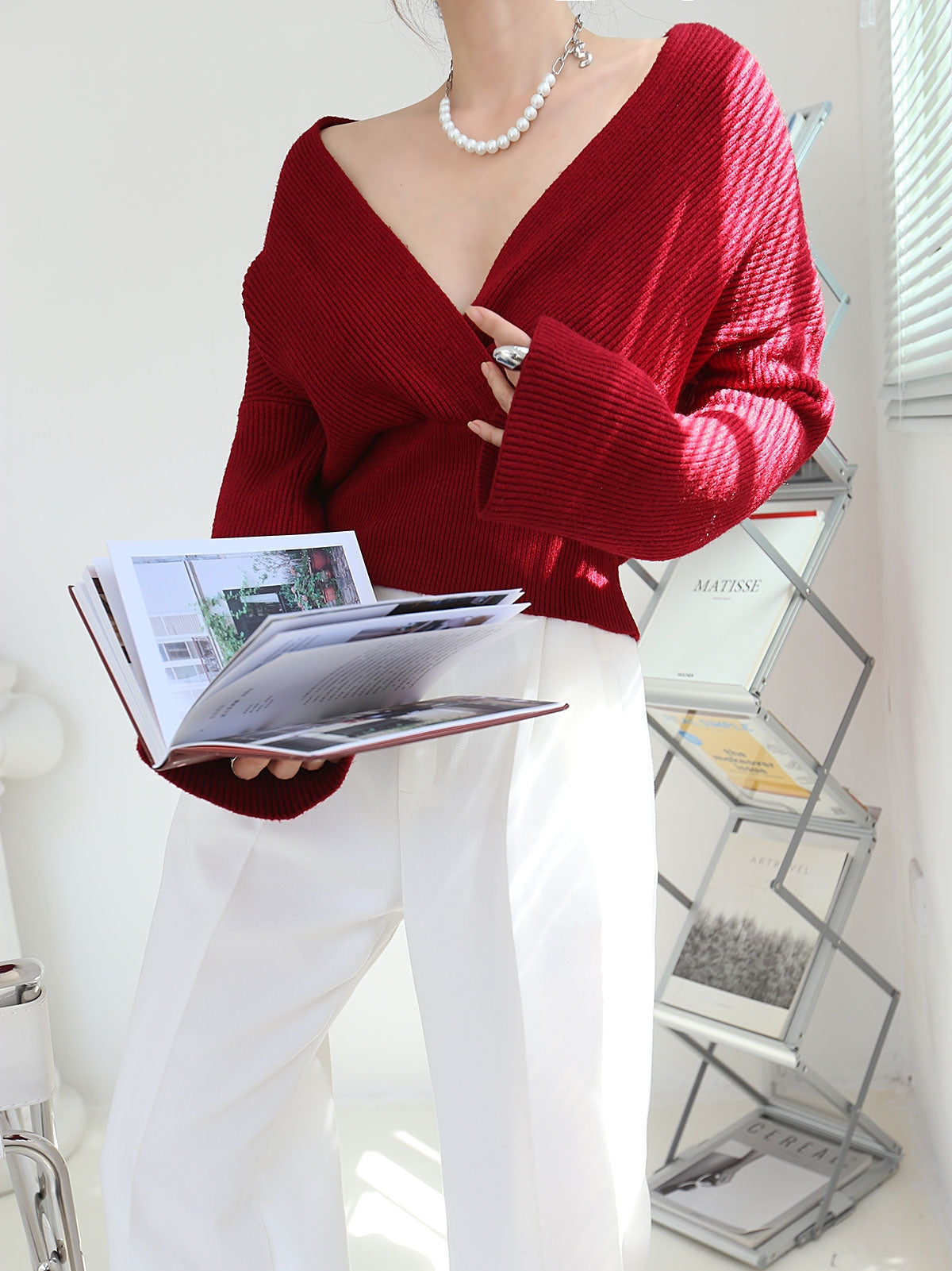 Pull à Coupe Portefeuille avec Col en V Croisé pour Femmes | Idéal pour Bureau et Sorties