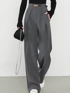 Pantalon Droit avec Poches et Taille Haute pour Femme | Idéal pour le Bureau et les Loisirs