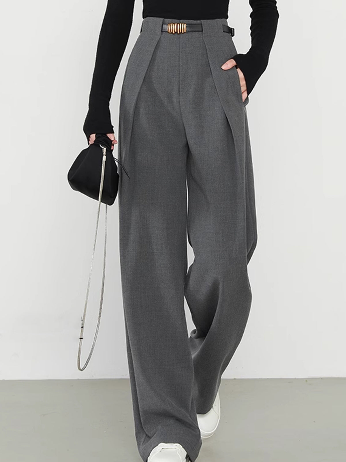 Pantalon Droit avec Poches et Taille Haute pour Femme | Idéal pour le Bureau et les Loisirs