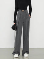 Pantalon Droit avec Poches et Taille Haute pour Femme | Idéal pour le Bureau et les Loisirs
