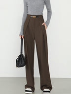 Pantalon Droit avec Poches et Taille Haute pour Femme | Idéal pour le Bureau et les Loisirs