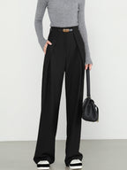 Pantalon Droit avec Poches et Taille Haute pour Femme | Idéal pour le Bureau et les Loisirs