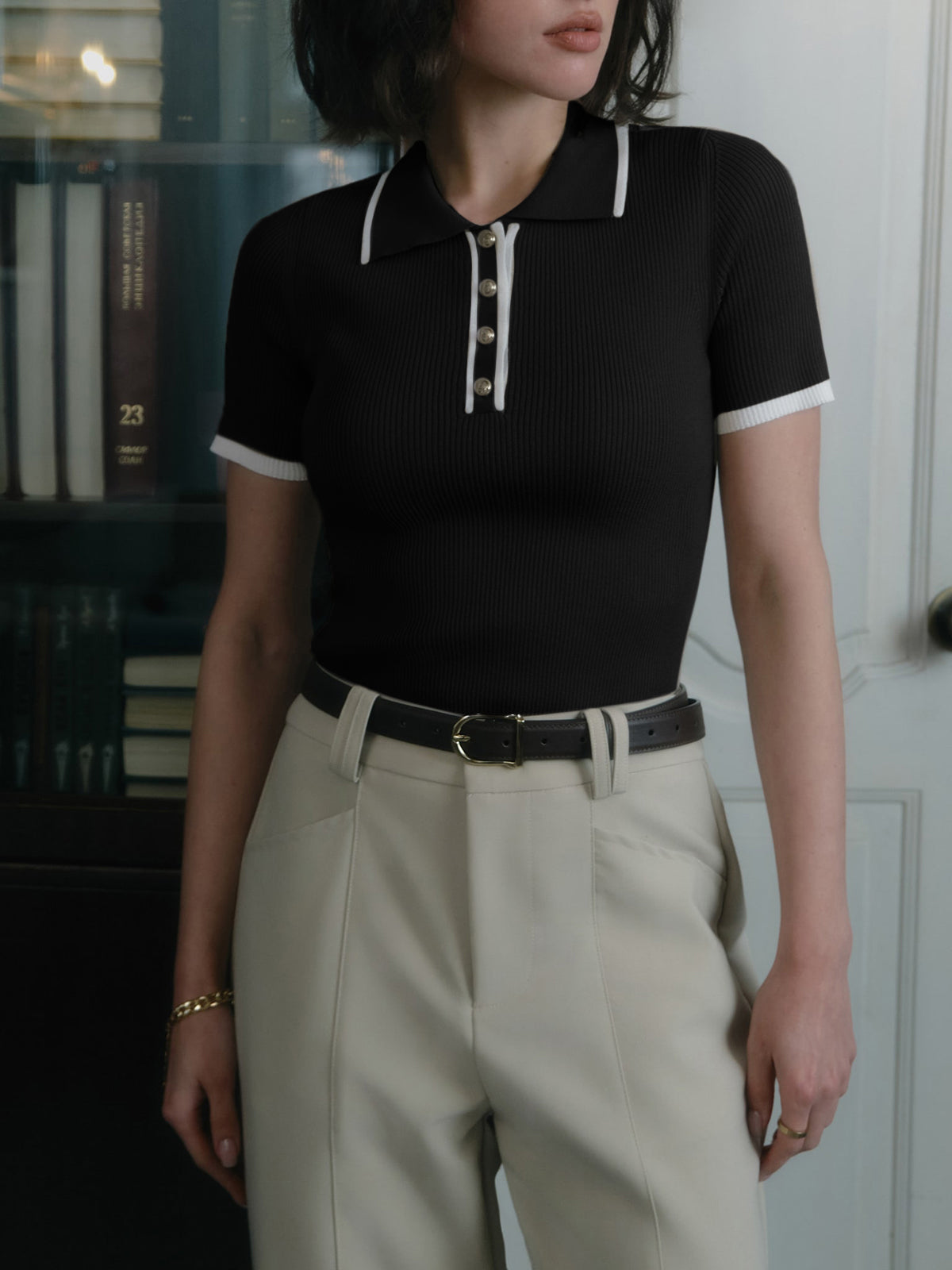 Haut Polo Côtelé Avec Boutons Pour Femme | Idéal Pour Un Usage Quotidien
